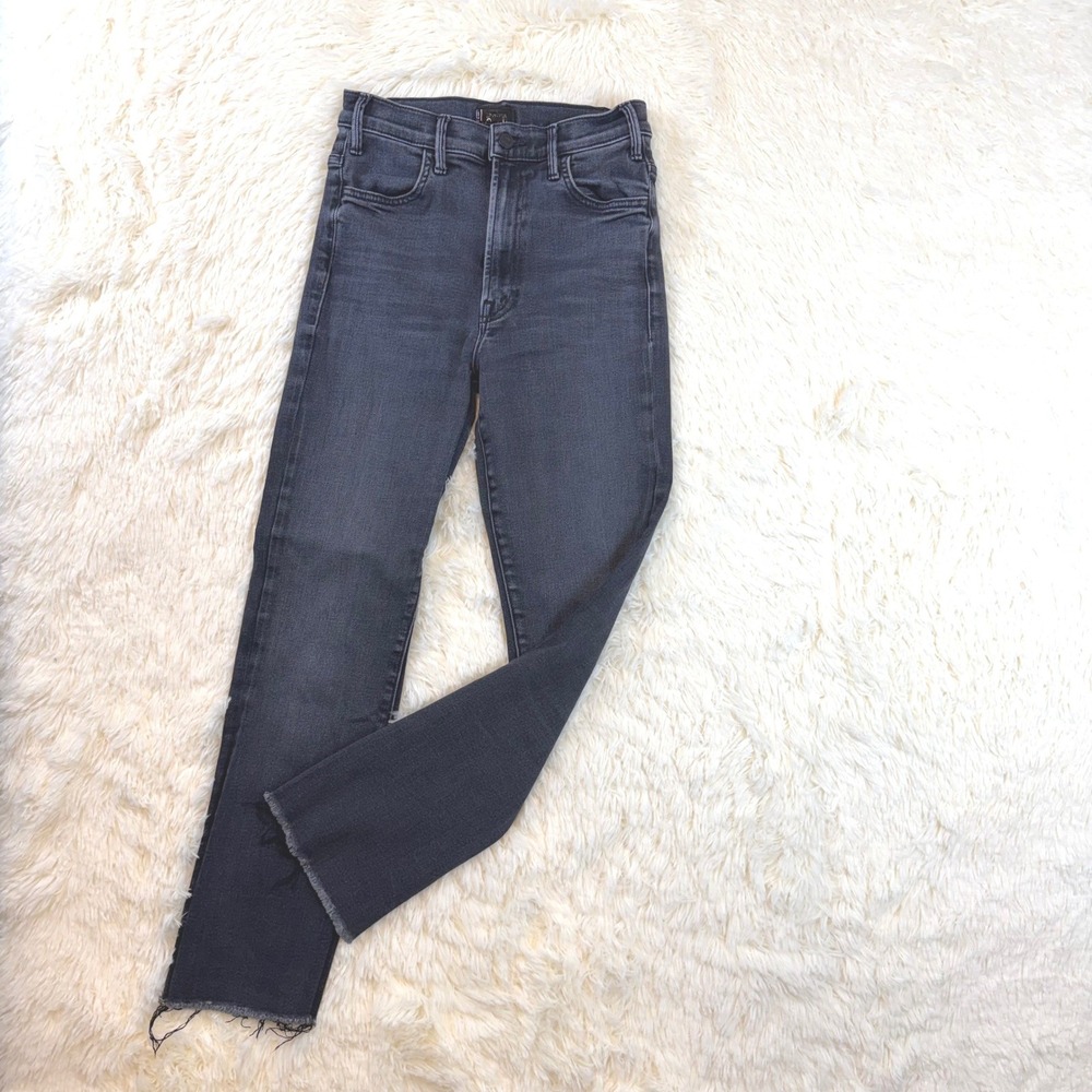 Mother The Hustler Ankle Fray Jeans Women 28 Black Encounters At Night Flare